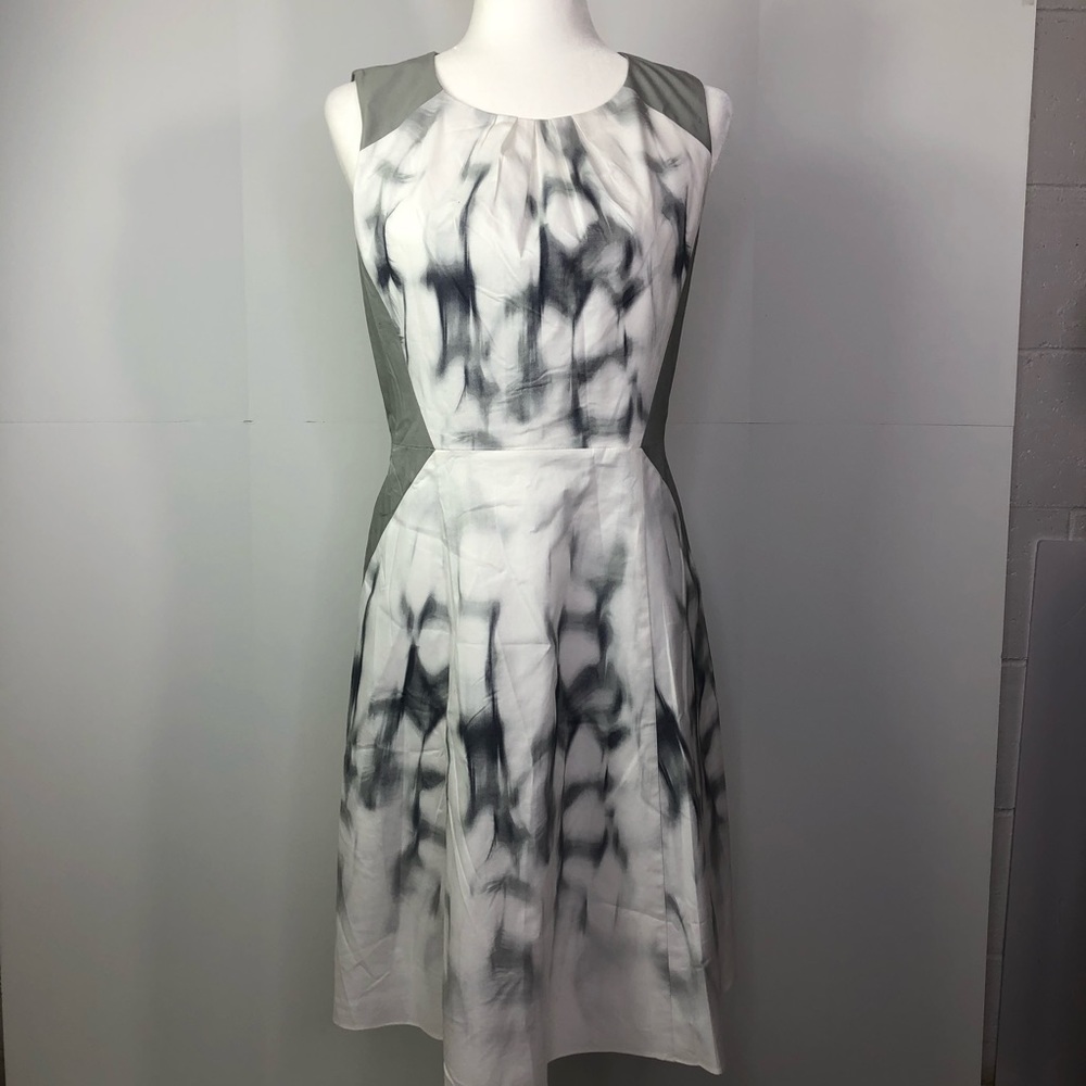 TAHARI gray tie dye sheath shift dress pockets 8